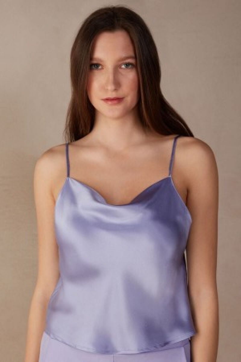 Intimissimi Silk Crop Camisole Violet | PBEER24426